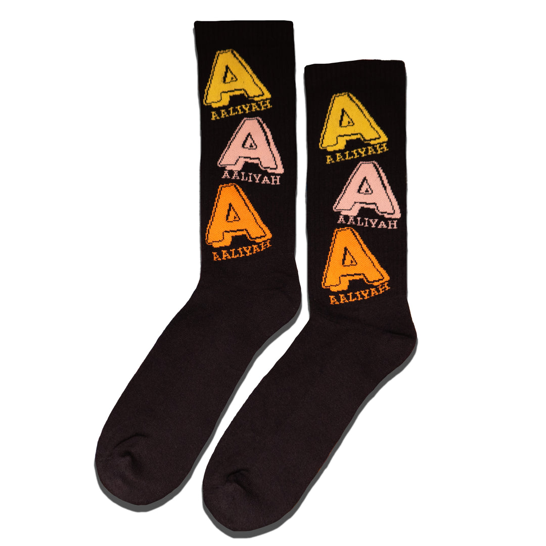 Aaliyah Tricolor Logo Socks