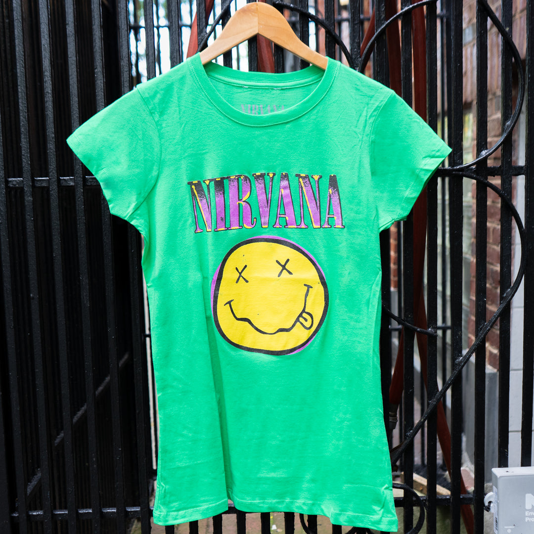 Nirvana Xerox Happy Face Green Ladies