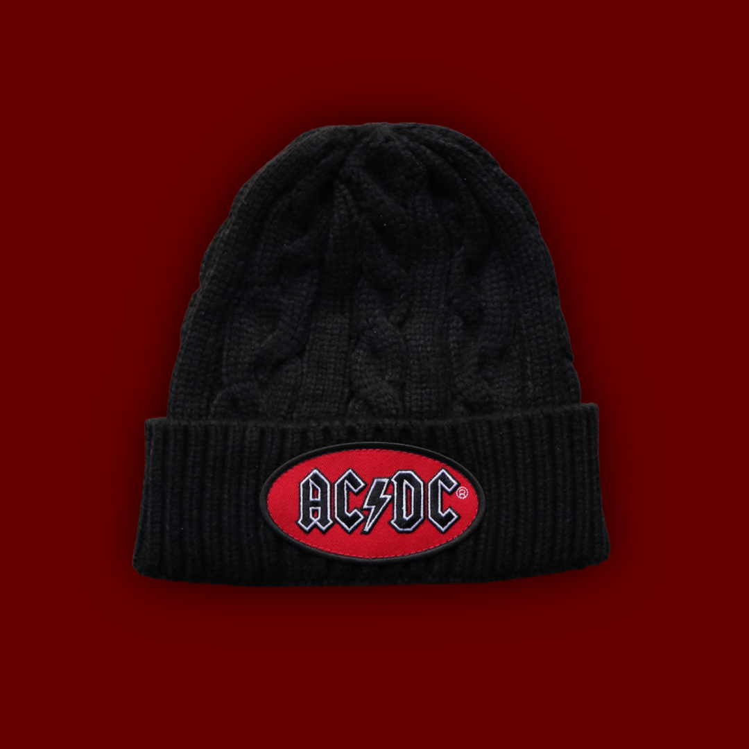 AC/DC Logo Cable Knit Beanie